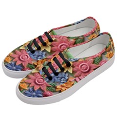 Flower Bloom Embossed Pattern Women s Classic Low Top Sneakers by Vaneshop