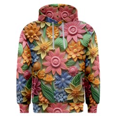 Flower Bloom Embossed Pattern Men s Overhead Hoodie by Vaneshop