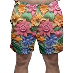 Flower Bloom Embossed Pattern Men s Shorts by Vaneshop