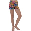 Flower Bloom Embossed Pattern Kids  Lightweight Velour Yoga Shorts View1