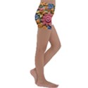 Flower Bloom Embossed Pattern Kids  Lightweight Velour Yoga Shorts View3