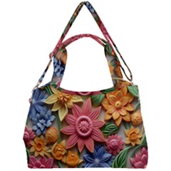 Flower Bloom Embossed Pattern Double Compartment Shoulder Bag by Vaneshop