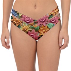 Flower Bloom Embossed Pattern Double Strap Halter Bikini Bottoms by Vaneshop