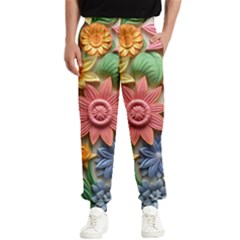 Flower Bloom Embossed Pattern Men s Elastic Waist Pants by Vaneshop