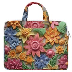 Flower Bloom Embossed Pattern Macbook Pro 16  Double Pocket Laptop Bag  by Vaneshop