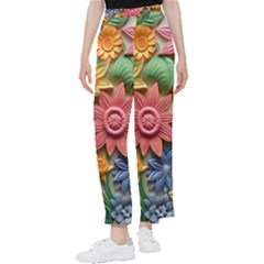 Flower Bloom Embossed Pattern Women s Pants  by Vaneshop