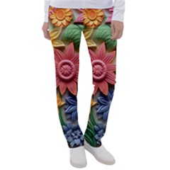 Flower Bloom Embossed Pattern Women s Casual Pants by Vaneshop