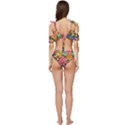 Flower Bloom Embossed Pattern Ruffle Edge Tie Up Bikini Set	 View4