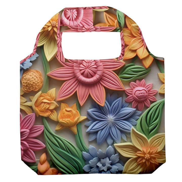 Flower Bloom Embossed Pattern Premium Foldable Grocery Recycle Bag