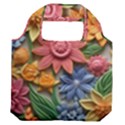 Flower Bloom Embossed Pattern Premium Foldable Grocery Recycle Bag View2