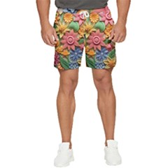 Flower Bloom Embossed Pattern Men s Runner Shorts by Vaneshop