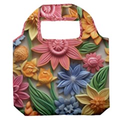 Flower Bloom Embossed Pattern Premium Foldable Grocery Recycle Bag