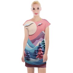 Paper Art Pastel Cap Sleeve Bodycon Dress