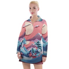 Paper Art Pastel Women s Long Sleeve Casual Dress by Vaneshop