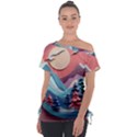 Paper Art Pastel Off Shoulder Tie-Up Tee View1