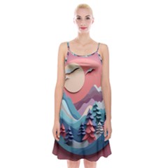 Paper Art Pastel Spaghetti Strap Velvet Dress by Vaneshop