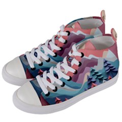 Paper Art Pastel Women s Mid-top Canvas Sneakers by Vaneshop