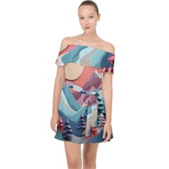 Paper Art Pastel Off Shoulder Chiffon Dress by Vaneshop