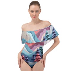 Paper Art Pastel Off Shoulder Velour Bodysuit  by Vaneshop