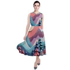 Paper Art Pastel Round Neck Boho Dress by Vaneshop