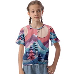 Paper Art Pastel Kids  Cuff Sleeve Scrunch Bottom Tee