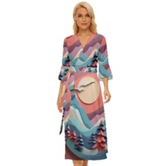 Paper Art Pastel Midsummer Wrap Dress