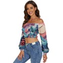 Paper Art Pastel Long Sleeve Crinkled Weave Crop Top View2