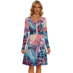 Paper Art Pastel Long Sleeve Dress With Pocket by Vaneshop