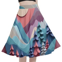 Paper Art Pastel A-line Full Circle Midi Skirt With Pocket