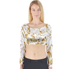 Flowers Gold Floral Long Sleeve Crop Top by Vaneshop