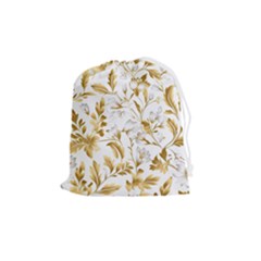 Flowers Gold Floral Drawstring Pouch (medium) by Vaneshop