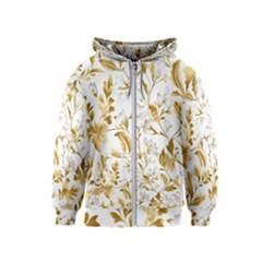 Flowers Gold Floral Kids  Zipper Hoodie by Vaneshop