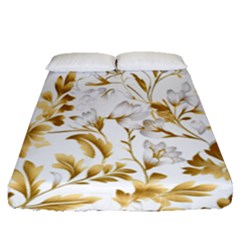 Flowers Gold Floral Fitted Sheet (queen Size)