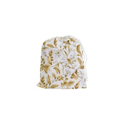 Flowers Gold Floral Drawstring Pouch (xs) by Vaneshop