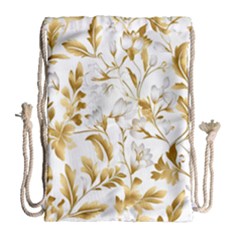 Flowers Gold Floral Drawstring Bag (large)