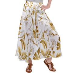 Flowers Gold Floral Women s Satin Palazzo Pants by Vaneshop