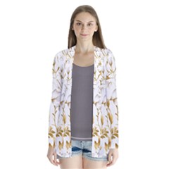 Flowers Gold Floral Drape Collar Cardigan by Vaneshop