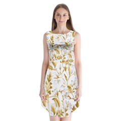 Flowers Gold Floral Sleeveless Chiffon Dress   by Vaneshop