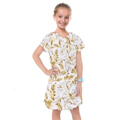 Flowers Gold Floral Kids  Drop Waist Dress by Vaneshop