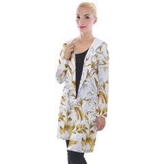 Flowers Gold Floral Hooded Pocket Cardigan by Vaneshop