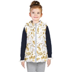 Flowers Gold Floral Kids  Hooded Puffer Vest