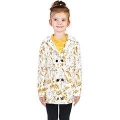 Flowers Gold Floral Kids  Double Breasted Button Coat by Vaneshop