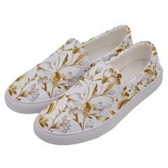 Flowers Gold Floral Men s Canvas Slip Ons by Vaneshop