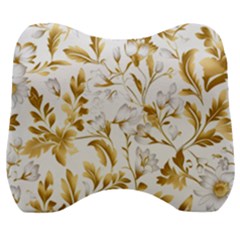 Flowers Gold Floral Velour Head Support Cushion by Vaneshop