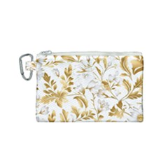 Flowers Gold Floral Canvas Cosmetic Bag (small) by Vaneshop