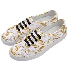 Flowers Gold Floral Women s Classic Low Top Sneakers by Vaneshop