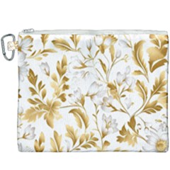 Flowers Gold Floral Canvas Cosmetic Bag (xxxl) by Vaneshop