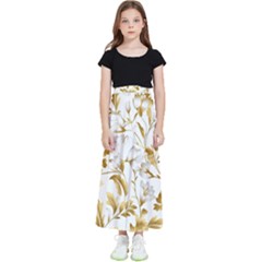 Flowers Gold Floral Kids  Flared Maxi Skirt by Vaneshop