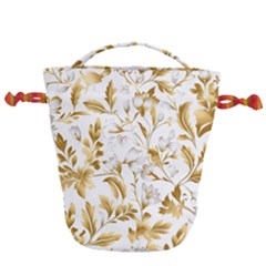 Flowers Gold Floral Drawstring Bucket Bag by Vaneshop