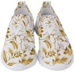 Flowers Gold Floral Kids  Slip On Sneakers by Vaneshop